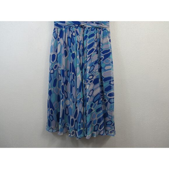 Marc Bouwer Size 4 Y2K Blue Funky Pattern Mini Tank Dress 100% Silk Glamit! - Picture 3 of 6